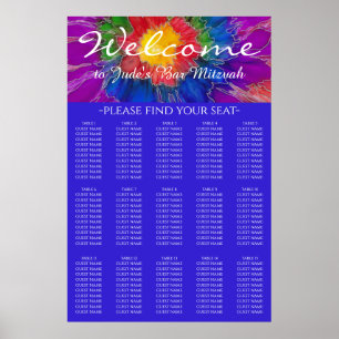 Póster Cuadro de asientos florales de Bar y Bat Mitzvah S