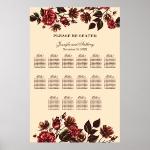 Póster Cuadro de asientos florales de otoño y otoño