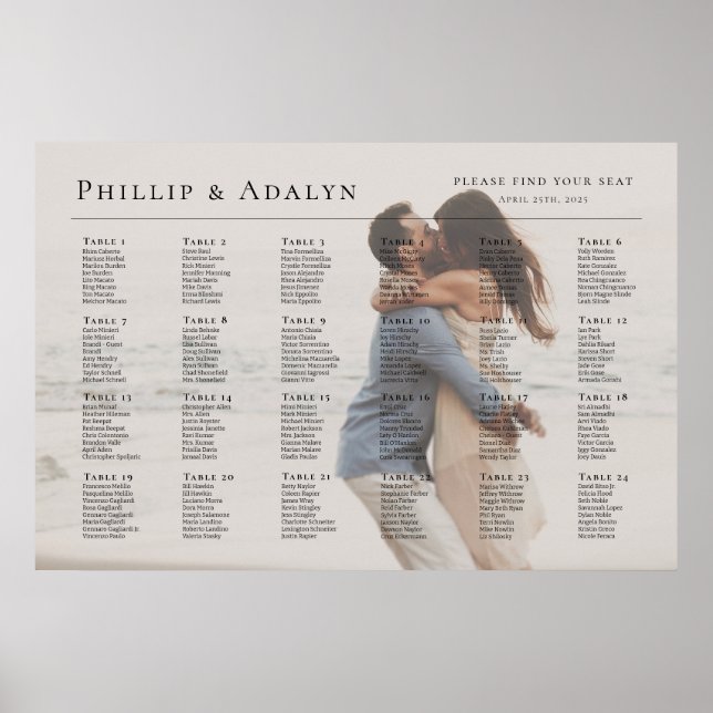 Póster Cuadro de asientos moderno para bodas fotográficos (Frente)