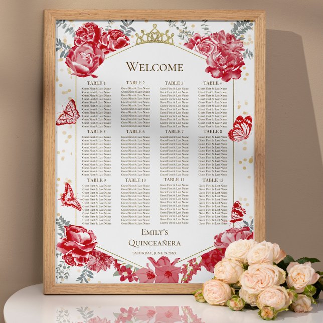 Póster Cuadro de asientos rojos Quinceanera Rótulo maripo (Subido por el creador)