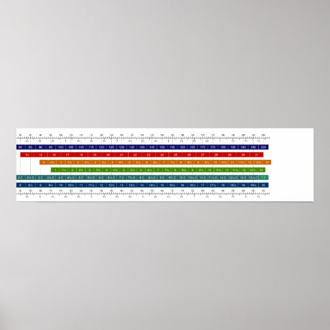 Póster Cuadro de comparación de tamaño de zapato para niñ (Frente)