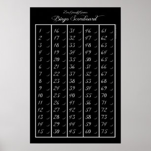 Póster Cuadro de indicadores de Bingo 75 - Juegos de grav