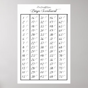 Póster Cuadro de indicadores de Bingo 75 - Juegos de grav