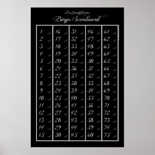 Póster Cuadro de indicadores de Bingo 75 - Juegos de grav