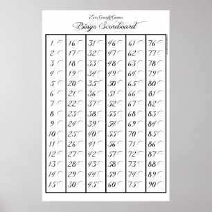 Póster Cuadro de indicadores de Bingo 90 - Juegos de grav