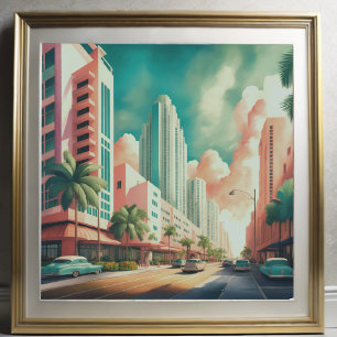 Póster Cuadros acuáticos de Art Deco Miami
