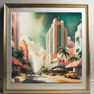 Póster Cuadros acuáticos de Art Deco Miami