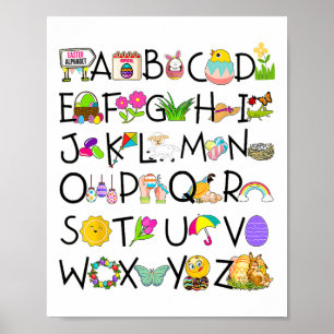 Póster Cuadros Alphabet Diez De Pascua Gracioso Abc Alpha
