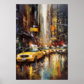 Póster Cuadros amarillos de Nueva York Resumen de pintura
