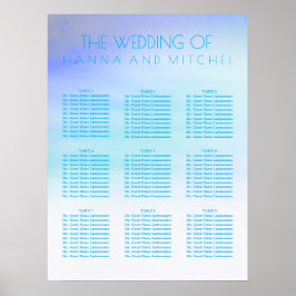 Póster Cuadros de agua azules Boda gráfico de asientos