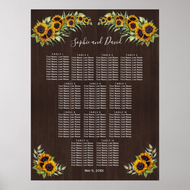 Póster Cuadros de asiento del Boda de los girasoles del a (Frente)