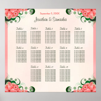 Póster Cuadros De Asiento Hibiscus Pink 13 Tablas Bodas