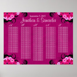 Póster Cuadros de asientos de Boda floral de Fuchsia oscu