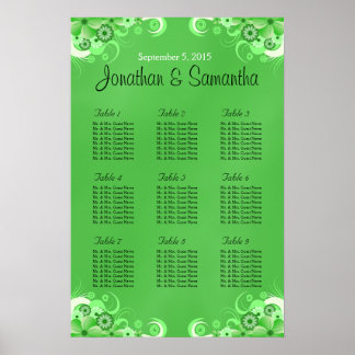 Póster Cuadros de asientos de la mesa de Bodas de color v