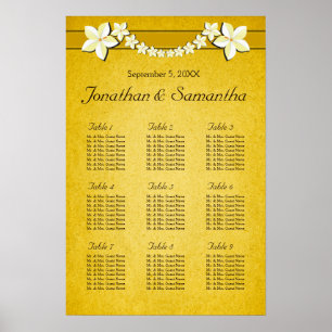 Póster Cuadros de asientos de mesa de 9 Bodas Rustic Gold