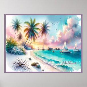 Póster Cuadros de Esbozo de Lujo de Maldivas