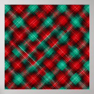 Póster Cuadros diagonales rojos y verdes