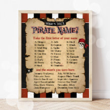 ¿Cuál es tu Poster de juego Fiesta de nombre pirat