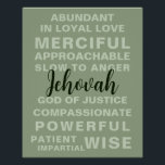 Póster Cualidades de Jehová | JW<br><div class="desc">Este poster muestra las notables cualidades de Jehová. Puede personalizar el texto a su idioma preferido y ajustar los colores y elementos según desee.</div>