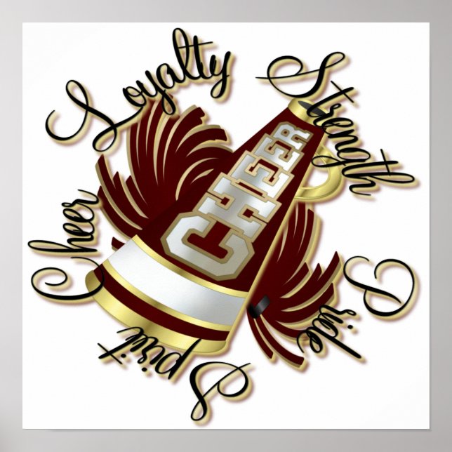 Póster Cualidades de oro y maroón animadores (Frente)