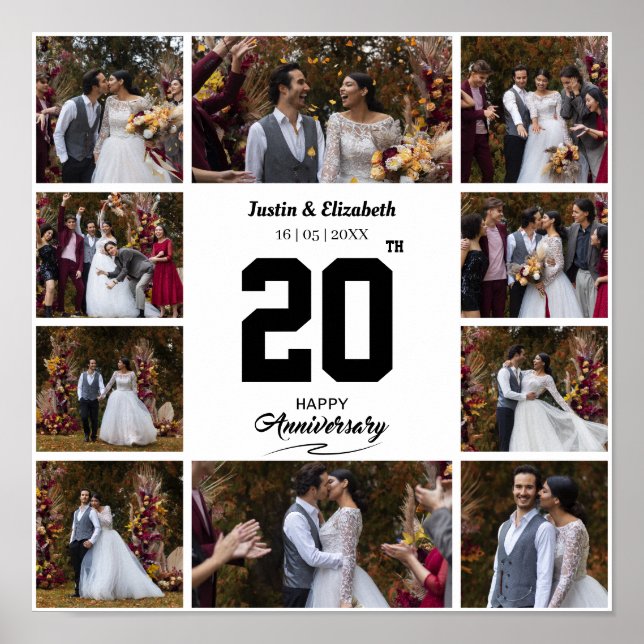 Póster Cualquier Collage de fotos de Feliz Aniversario 10 (Frente)