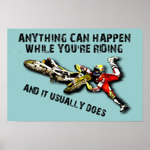 Póster Cualquier Cosa Puede Pasar Moto de Cross Divertido