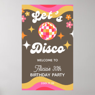 Póster Cualquier edad retro Groovy 70's Let's Disco Birth