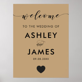 Póster Cualquier signo de bienvenida de Boda de color