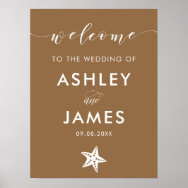 Póster Cualquier signo de bienvenida de Boda Starfish col