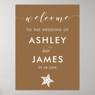 Póster Cualquier signo de bienvenida de Boda Starfish col