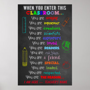 Póster Cuando Introduzca Este Regalo De Maestros De Regla