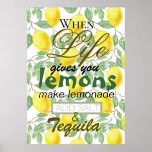 Póster Cuando la vida te da limones tipografía retro grac