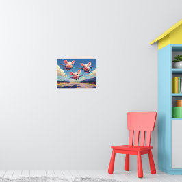 Póster Cuando los cerdos vuelen cerdos alados divertidos