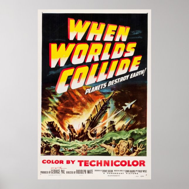 Póster Cuando los mundos colisionan 1951 Retro Sci Fi Fil (Frente)
