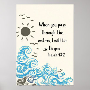 Póster Cuando pasas por las aguas, la Biblia Cristiana