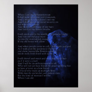 Póster Cuando soy Poster de una anciana mujer de caballo