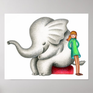 Póster Cuando un elefante y una niña se unen.