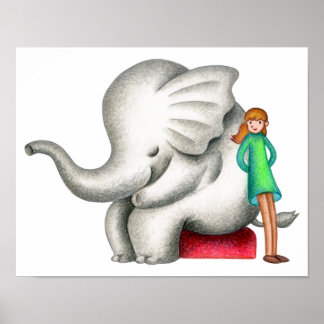 Póster Cuando un elefante y una niña se unen.