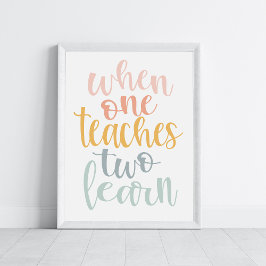 Póster Cuando uno enseña dos a aprender colores arcoiris