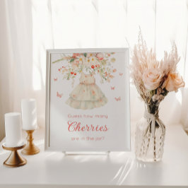 Póster Cuántas cerezas en el Bebé de la Clothesline del f