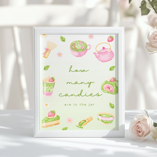 Póster Cuántas golosinas Té Matcha Rosa Baby Shower (Subido por el creador)