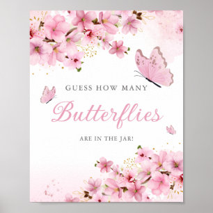 Póster ¿Cuántas mariposas en la ducha para bebés de puros
