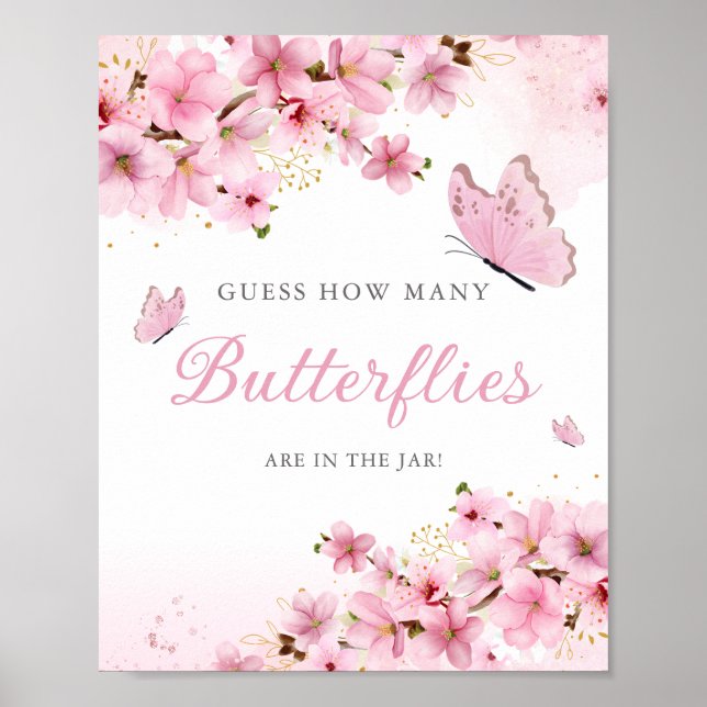 Póster ¿Cuántas mariposas en la ducha para bebés de puros (Frente)