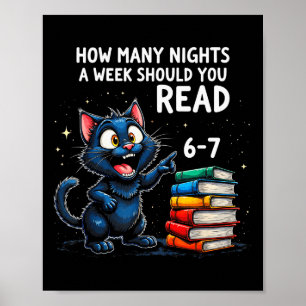 Póster Cuántas Noches a la Semana Deberías Leer_ 6–7 Gato