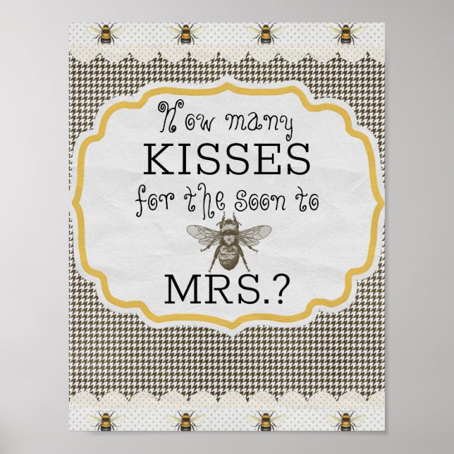 Póster ¿Cuántos besos duchas de novias? Juego negro y bla (Frente)