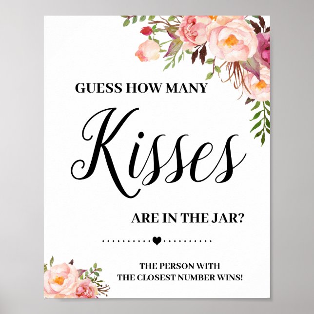 Póster ¿Cuántos besos firmar juego de ducha de novia moda (Frente)