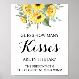 Póster Cuántos besos girasoles de novia ducha Rótulo de j