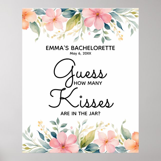 Póster cuántos besos hay en el juego de frasco de ducha (Frente)