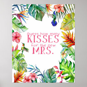 Póster Cuántos Besos Juego Tropical de Despedida de Solte