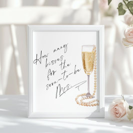 Póster Cuántos besos Pearls y Prosecco Bridal Ducha